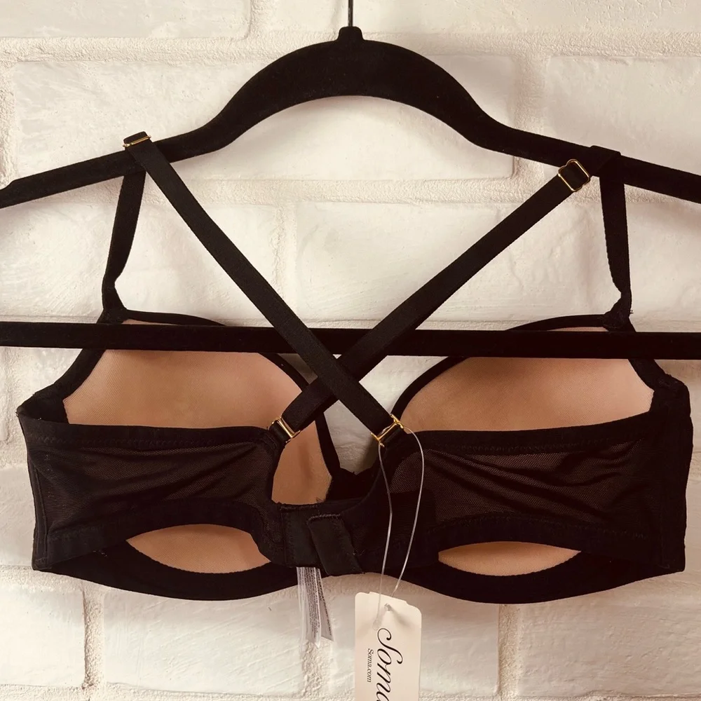 NWT Soma Lightest Lift Lined Demi Underwire Lace Bra 34 C Black #0668 - Picture 3 of 13